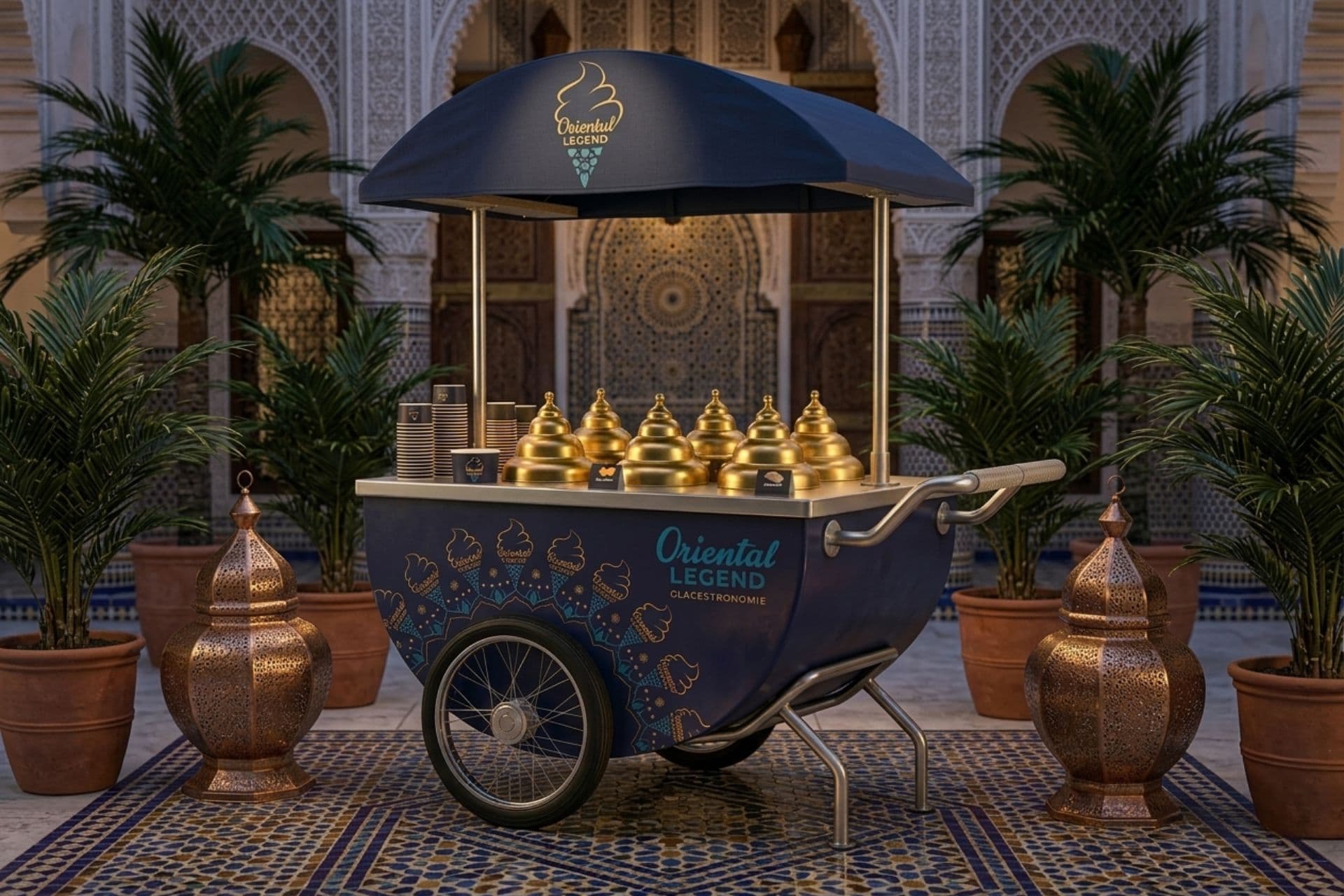 Charette à glaces Oriental Legend lors d'une réception